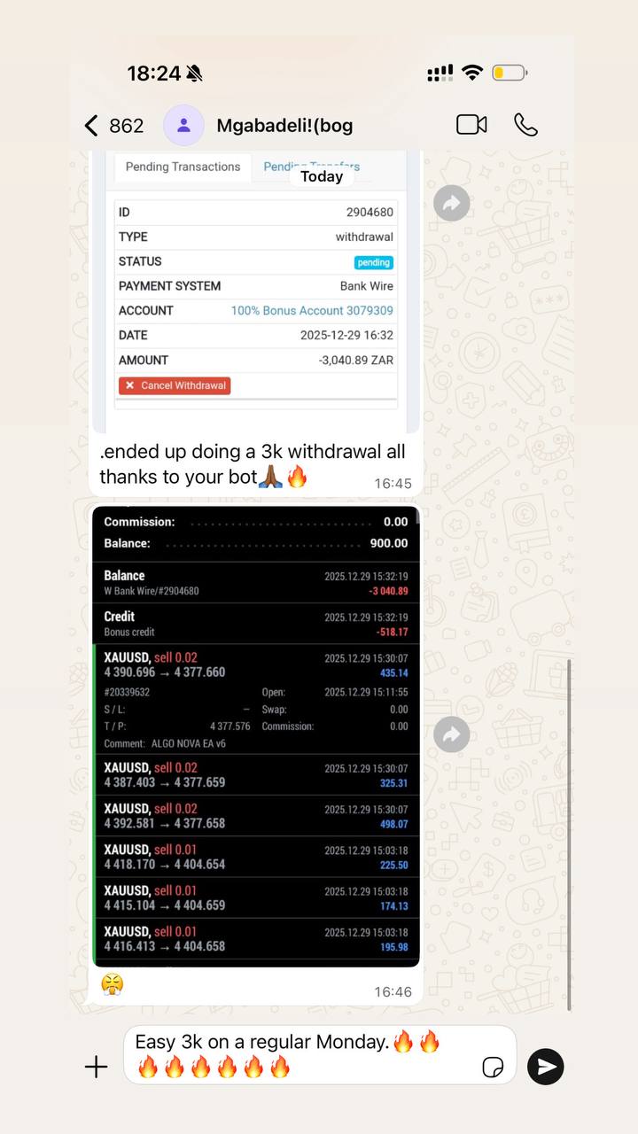 Trading result — R3 040 Withdrawal